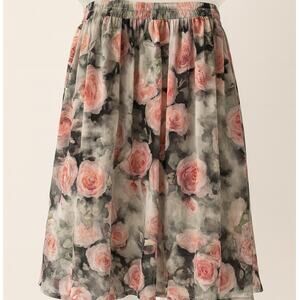 Vintage Inspired Abaadlw Floral Skirt M Pink Roses Midi A-Line